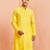 Men yellow cotton kurta - wedding casual summer wear long kurta with button closure