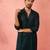 Men bottle green georgette mid kurta - premium honey comb embroidery party wear