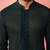 Men bottle green georgette mid kurta - premium honey comb embroidery party wear