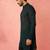 Men bottle green georgette mid kurta - premium honey comb embroidery party wear
