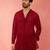 Men maroon georgette mid kurta - premium honey comb embroidery festive party wear