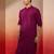 Men's Wine sequin embroidered long kurta - rayon shifli work festive wear
