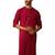 Men red cotton band collar kurta - traditional thread embroidered summer wear