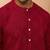 Men red cotton band collar kurta - traditional thread embroidered summer wear