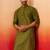 Men mehendi green cotton geometric jacquard kurta - premium barfi pattern summer wear