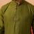 Men mehendi green cotton geometric jacquard kurta - premium barfi pattern summer wear