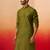 Men mehendi green cotton geometric jacquard kurta - premium barfi pattern summer wear