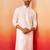 Men white cotton geometric jacquard kurta - premium barfi pattern versatile wear