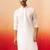 Men white cotton geometric jacquard kurta - premium barfi pattern versatile wear