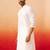 Men white cotton geometric jacquard kurta - premium barfi pattern versatile wear