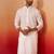 Men white cotton wave pattern jacquard kurta - premium geometric summer festive wear