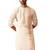 Mens white rust cotton jamdani kurta - navratri handwoven traditional wear