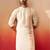 Mens white rust cotton jamdani kurta - navratri handwoven traditional wear