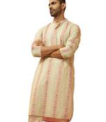 Men mint green cotton sequin embroidered kurta - premium festive glitz party wear