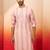 Men peach cotton sequin embroidered kurta - premium festive glitz traditional wear