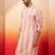 Men peach cotton sequin embroidered kurta - premium festive glitz traditional wear