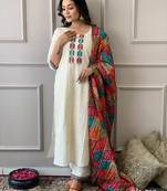 White Cotton Schiffli Chikankari Kurta set