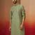Men green cotton gems work kurta - premium digital floral print festive wear