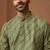 Men green cotton gems work kurta - premium digital floral print festive wear