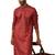 Men red cotton bandhani embroidered kurta - premium gems work traditional wear