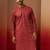 Men red cotton bandhani embroidered kurta - premium gems work traditional wear