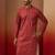 Men red cotton bandhani embroidered kurta - premium gems work traditional wear