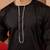 Mens black cotton millennium kurta lace detail - navratri festive wear