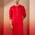 Mens red cotton millennium kurta lace detail - navratri festive wear