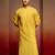 Men yellow cotton cambric bandhani kurta - summer casual festive wear