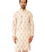cream cotton kurta - printed casual wear summer collection