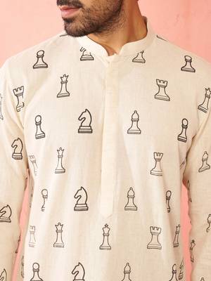 cream cotton kurta - printed casual wear summer collection 3