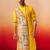 Men yellow cotton high neck digital print kurta - premium geometric embroidered festive wear