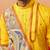 Men yellow cotton high neck digital print kurta - premium geometric embroidered festive wear