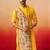 Men yellow cotton high neck digital print kurta - premium geometric embroidered festive wear