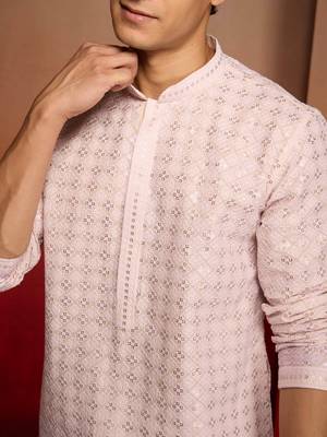 onion ombre long kurta - cambric cotton sequin embroidered festive wear 3