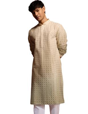 green ombre long kurta - cambric cotton sequin embroidered festive wear 1