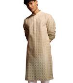 green ombre long kurta - cambric cotton sequin embroidered festive wear