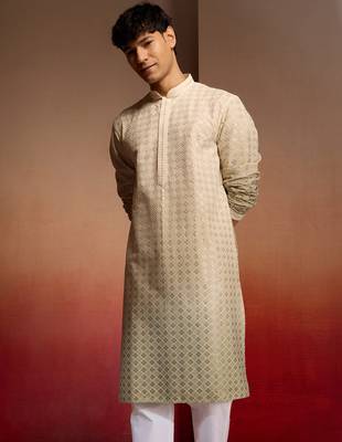 green ombre long kurta - cambric cotton sequin embroidered festive wear 2