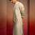Men's green ombre long kurta - cambric cotton sequin embroidered festive wear