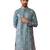 Men's Blue cotton muslin kurta - embroidered festive summer wear