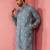 Men's Blue cotton muslin kurta - embroidered festive summer wear