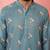 Men's Blue cotton muslin kurta - embroidered festive summer wear