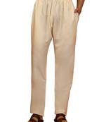 cream fine satin pyjama - premium silk blend festive bottom wear