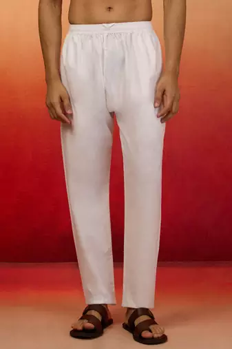 white cotton pyjamas - premium simran cotton festive wear