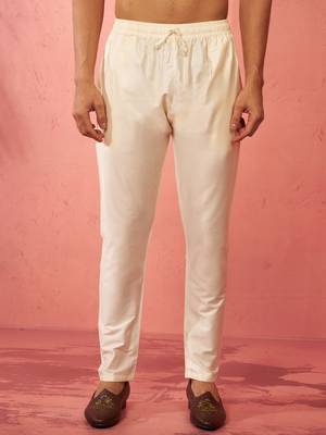 cream viscose pyjama - traditional festive bottom wear 2