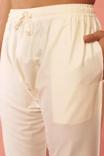 cream viscose pyjama - traditional festive bottom wear