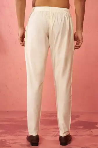 cream viscose pyjama - traditional festive bottom wear
