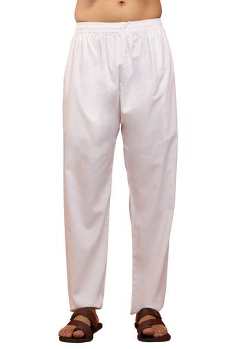 Mens white cotton millennium aligarh pyjama - navratri ethnic wear