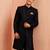 Men black rayon sherwani - sequin embroidery mandarin collar festive wedding wear