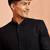 Men black rayon sherwani - sequin embroidery mandarin collar festive wedding wear